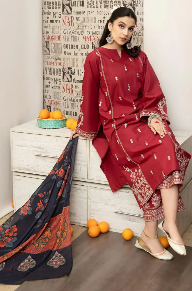 3-Piece Ready to Wear Embroidered Pakistani Lawn Dress