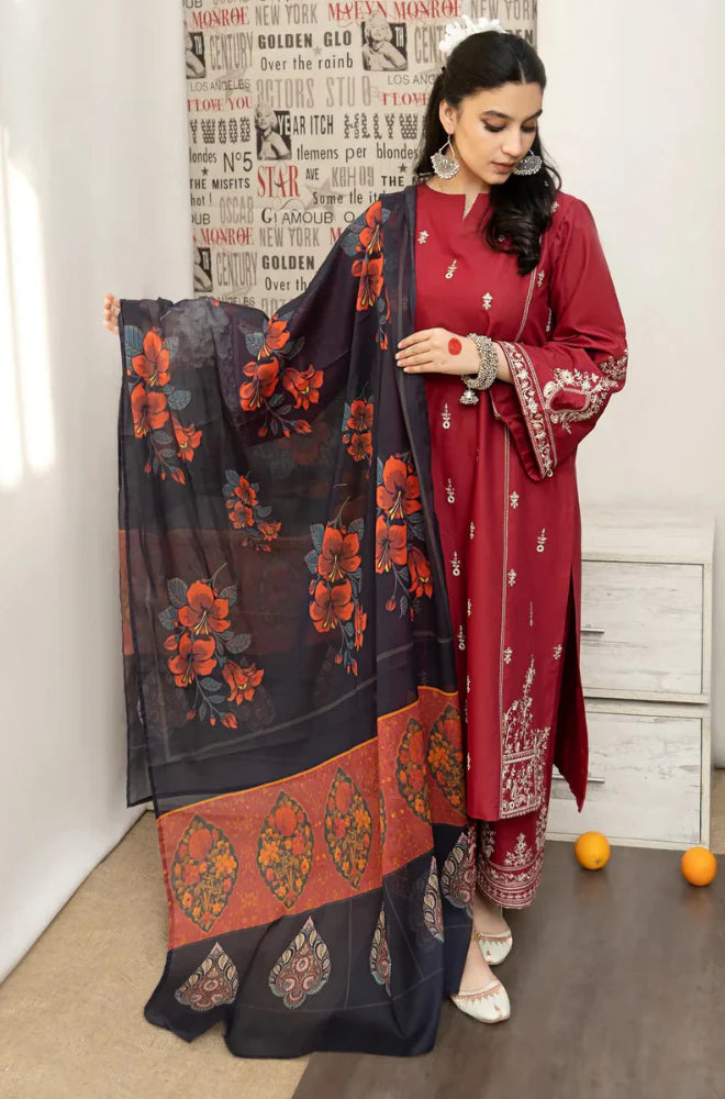 3-Piece Ready to Wear Embroidered Pakistani Lawn Dress