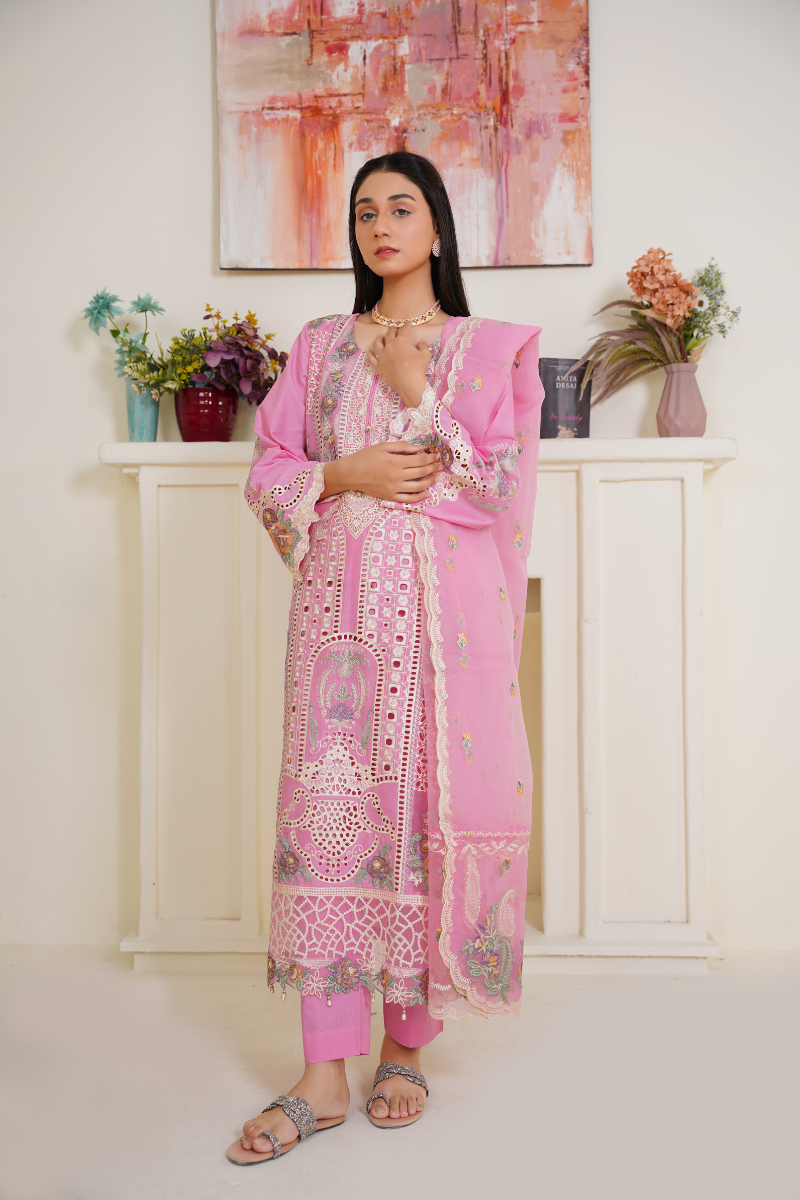 03-Piece Embroidered Lawn Suit Ready To Wear