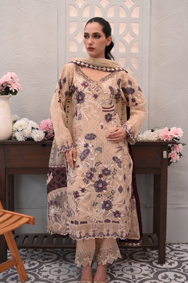 Elegant 3-Piece Heavy Machine Embroidered Lawn Dress