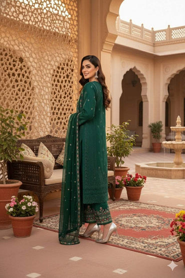 03-Piece Lawn Embroidered Suit Ready To Wear