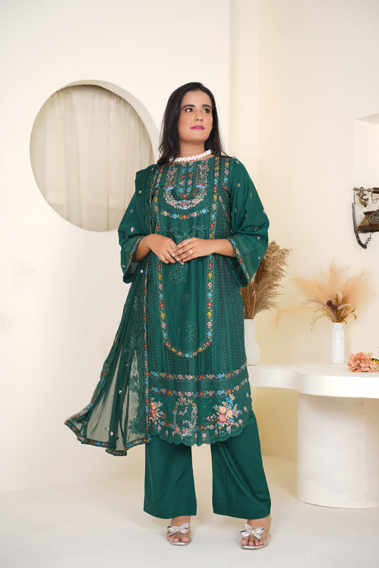 3 PC Luxury Dyed Embroidered Lawn Suit