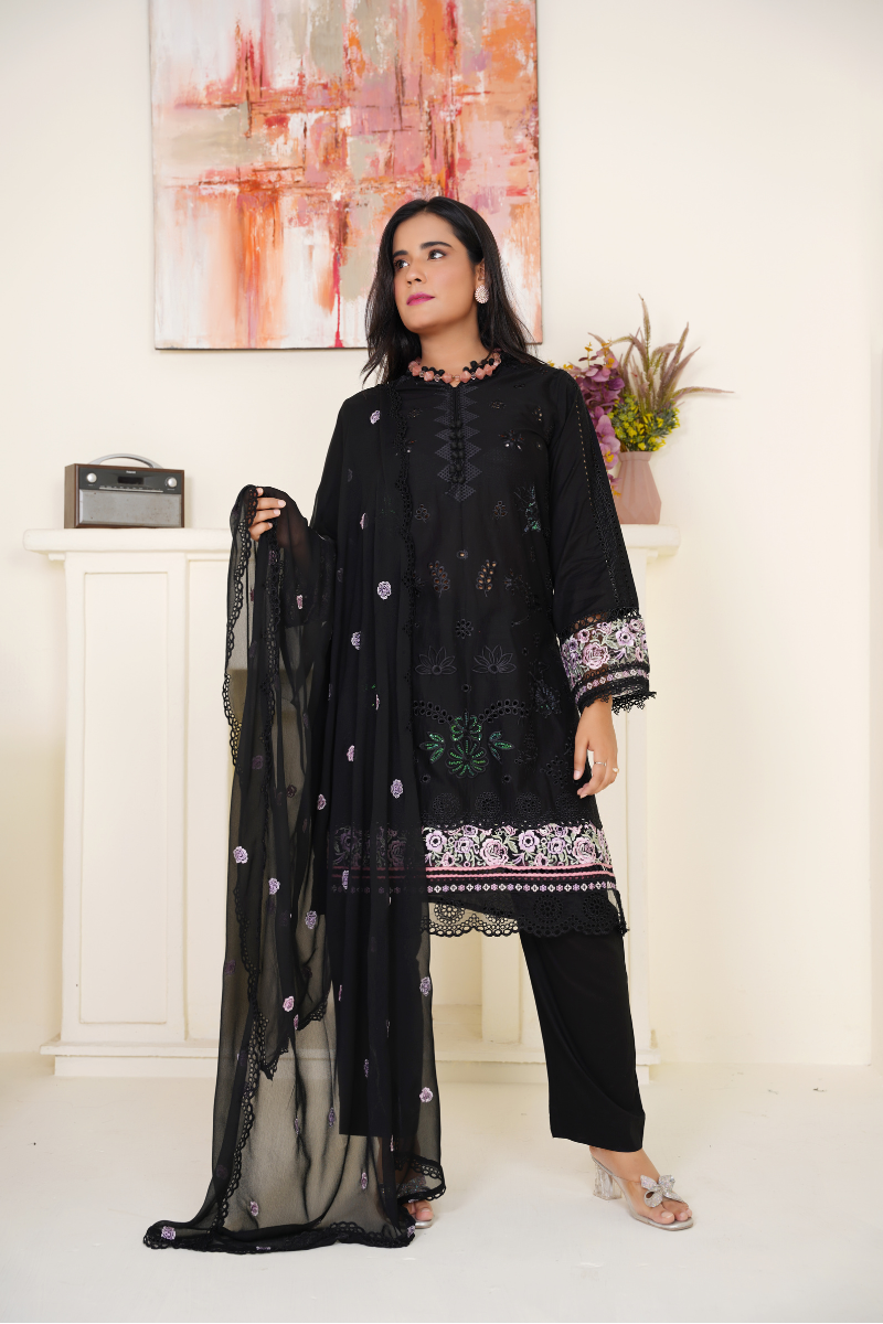 2-Piece Embroidered Lelan Suit