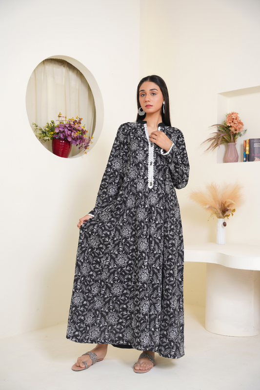 Ready To Wear 03-Piece Embroidered Lawn Anarkali Gown