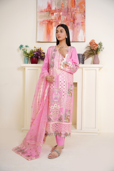03-Piece Embroidered Lawn Suit Ready To Wear