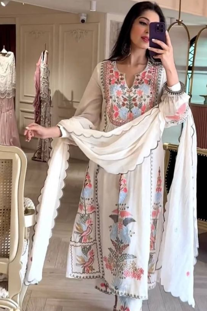 Embroidered Straight Kurti 3 Pc Suit