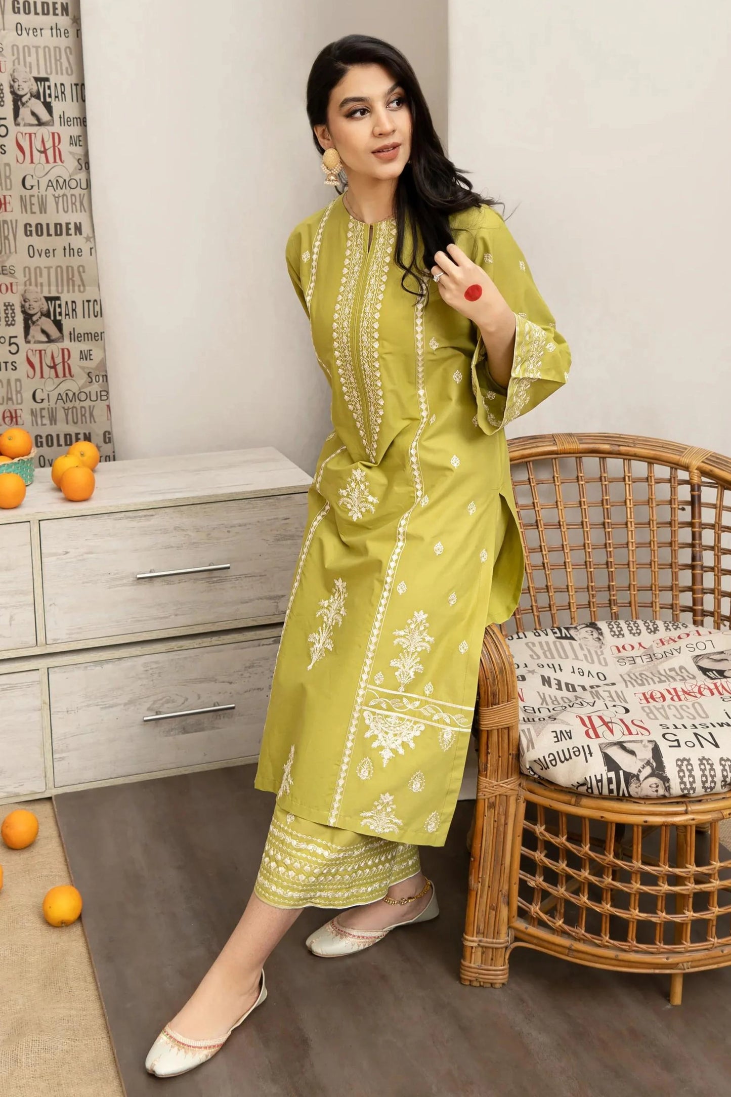 URGE - 3PC LAWN EMBROIDERED SHIRT WITH MANAAR PRINTED DUPATTA AND EMBROIDERED TROUSER