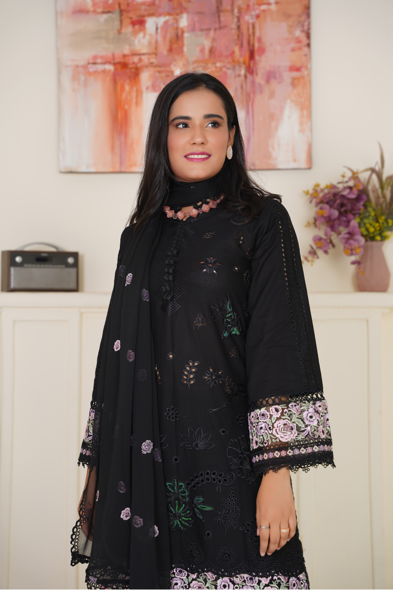 2-Piece Embroidered Lelan Suit