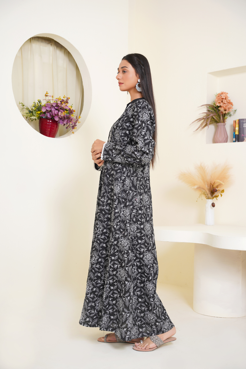 Ready To Wear 03-Piece Embroidered Lawn Anarkali Gown