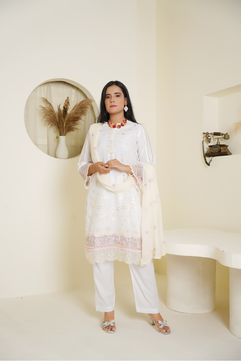 2-Piece Embroidered Lelan Suit