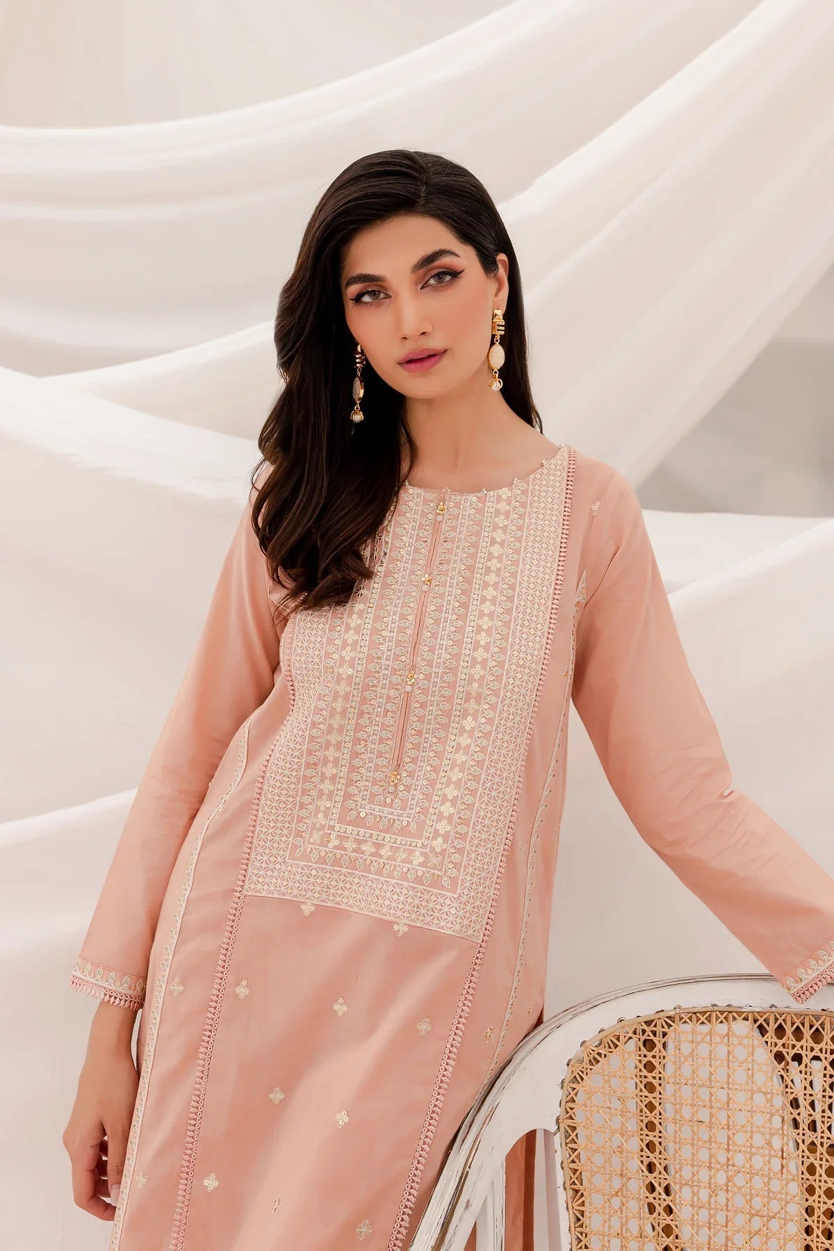 READY TO WEAR  2PC CAMBRIC EMBROIDERED SHIRT WITH TROUSER