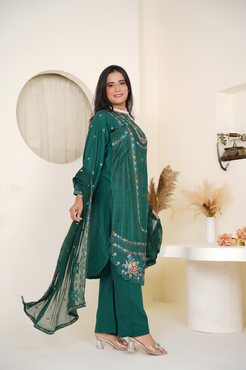 03-Piece Lawn Embroidered Suit Ready To Wear
