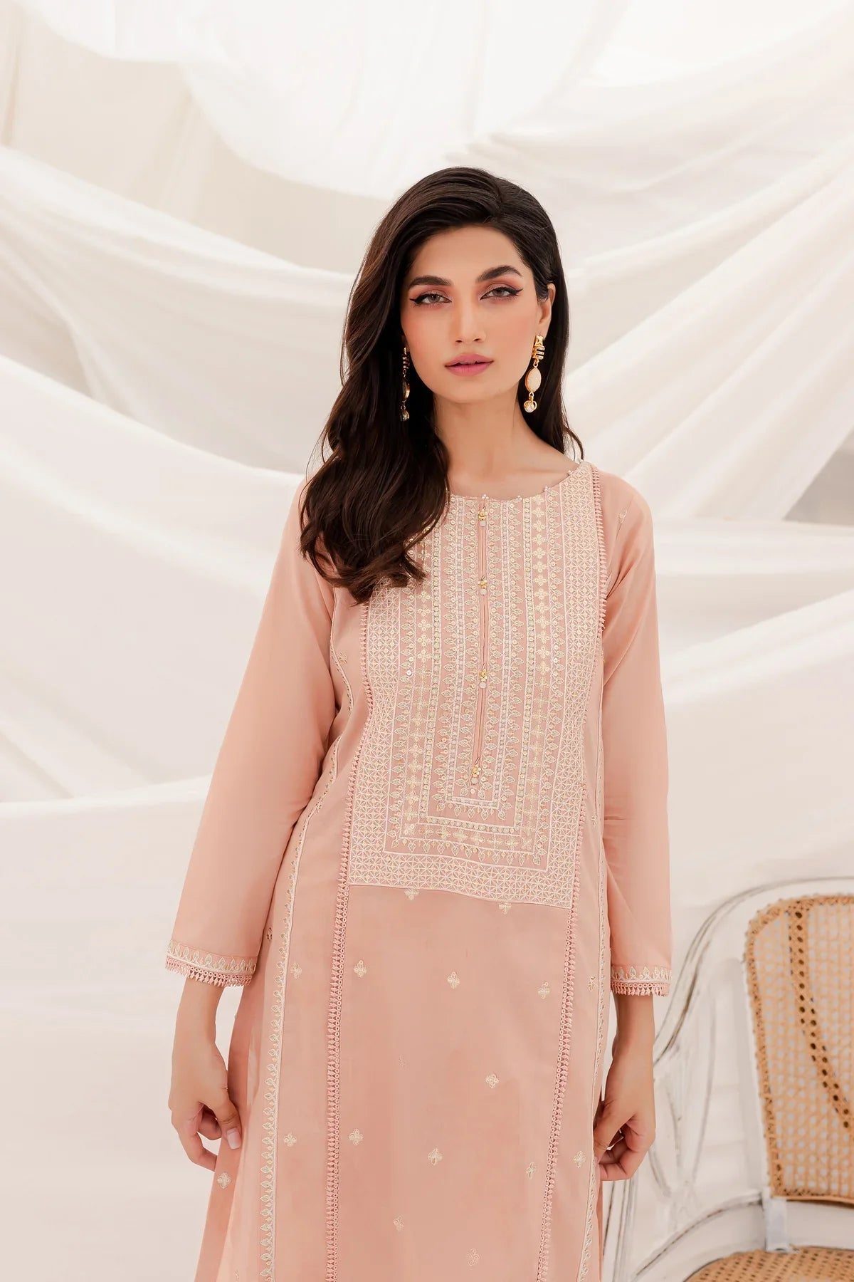 READY TO WEAR  2PC CAMBRIC EMBROIDERED SHIRT WITH TROUSER