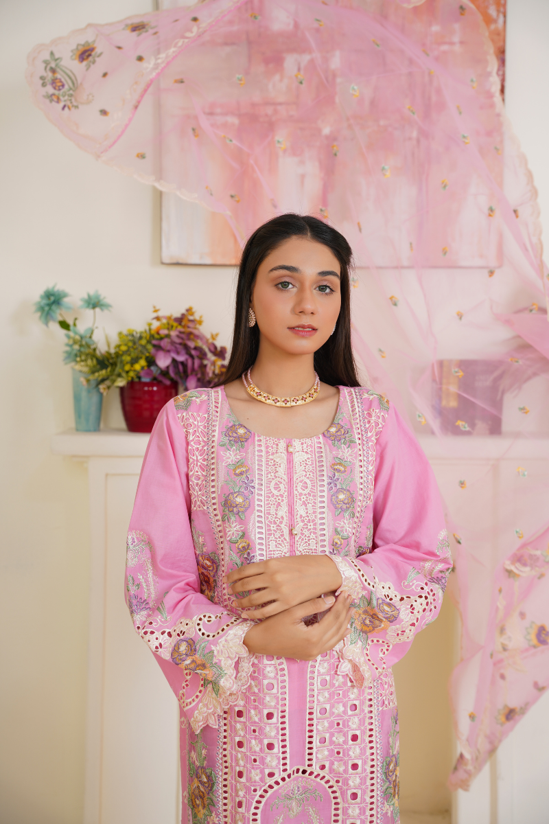 03-Piece Embroidered Lawn Suit Ready To Wear