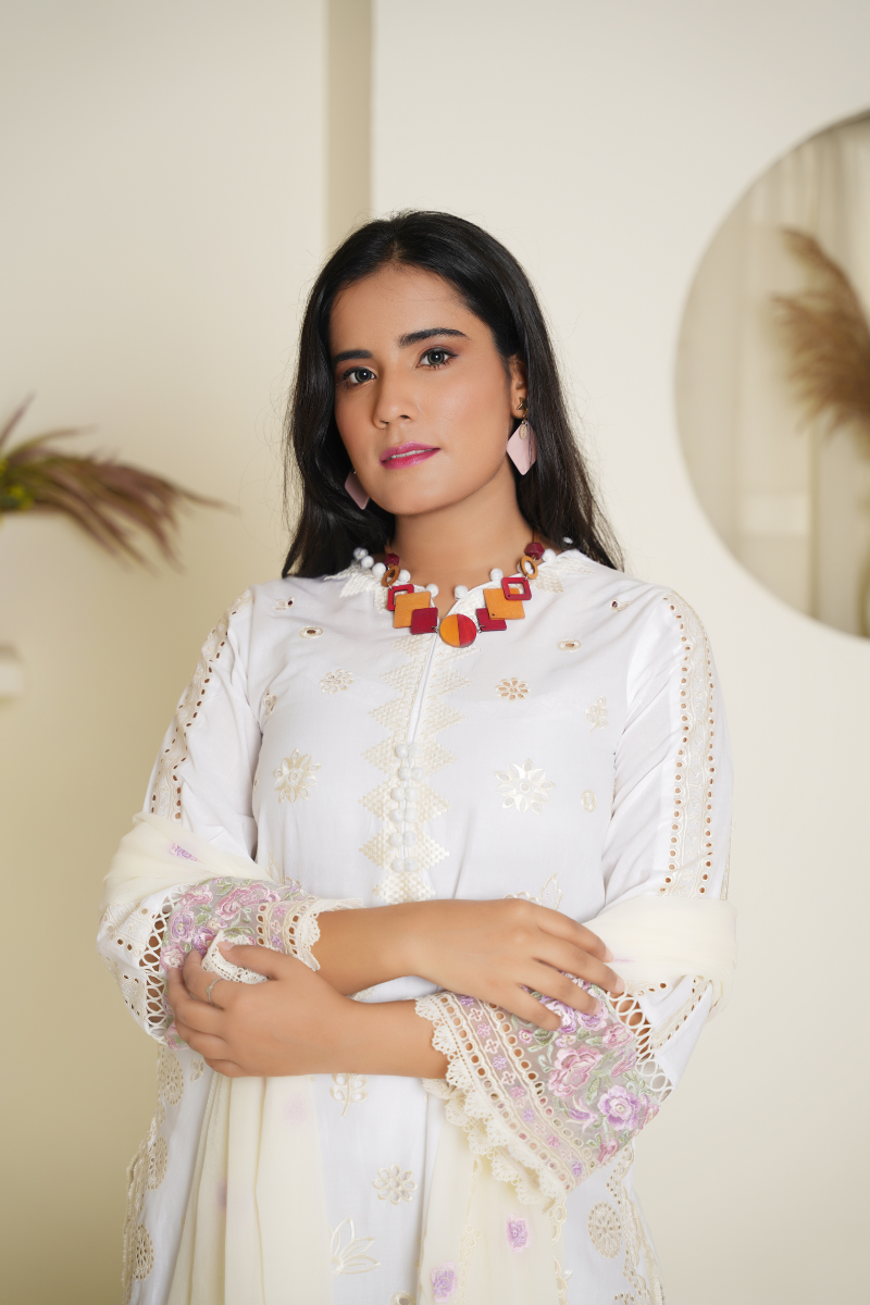 2-Piece Embroidered Lelan Suit