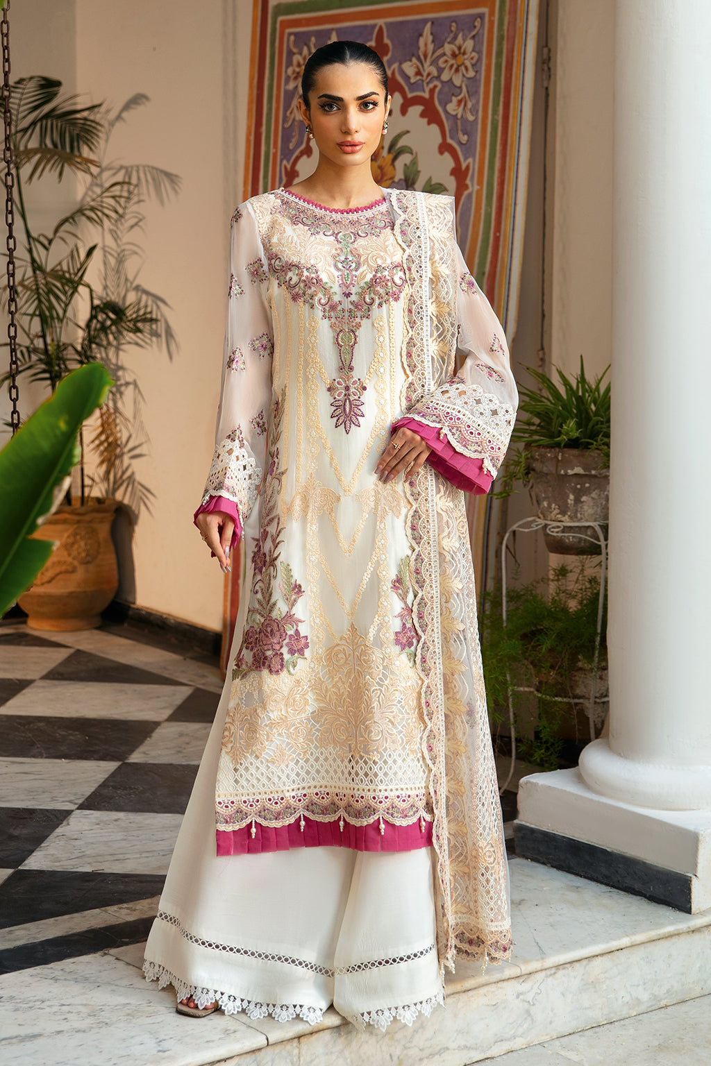 Dastak Q-107. 3 Piece Embroidered Dress