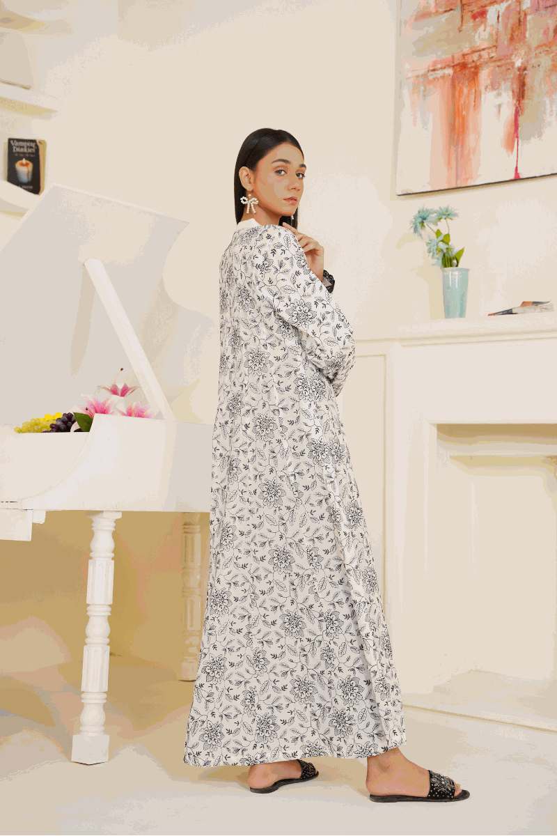 02-Piece Ready to Wear Embroidered Lawn Anarkali Gown